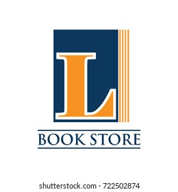 book store logo with alphabet L. vector illustration 