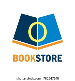 book store logo with alphabet O. vector illustration 