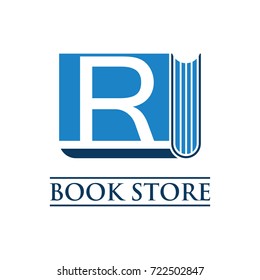 book store logo with alphabet R. vector illustration 