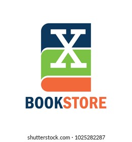 book store logo with alphabet X. vector illustration 
