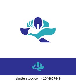 Book store logo with book flying like bird, education and entertainment concept.EPS 10