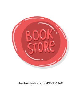 Book store logo - hand drawn wax stamp