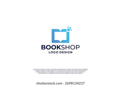 Logo de la tienda de libros, diseño de logotipo de pedido de libros en línea