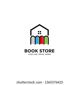 book store logo simple line logo template vector illustration - Vector