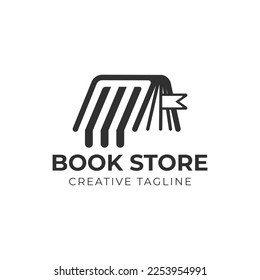 Vector de diseño de plantillas de logotipos de la tienda de libros. Tienda de libros utilizable para negocios y educación