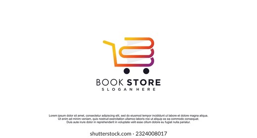 Logo des Buchladens mit Oberleitungskonzept, Premium-Vektorgrafik