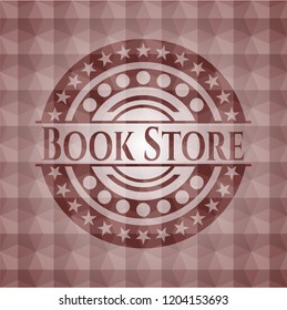 Book Store red seamless polygonal badge.