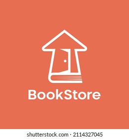 Book store shopping line art colorful outline logo design