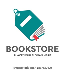 Book store vector logo template. This design use label price symbol. SUitable for market education.