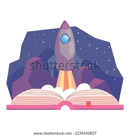book stories with rocket icon