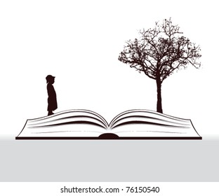 book story with child and tree