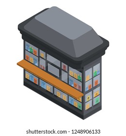 Book street shop icon. Isometric of book street shop vector icon for web design isolated on white background