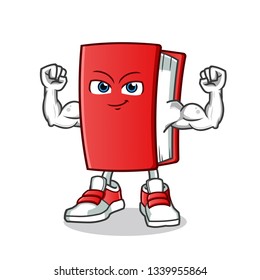 book strong muscle mascot vector cartoon illustration