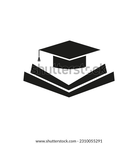 book and student cap logo concept. Vector illustration. Stock image.