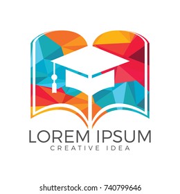 Book and student cap logo design. Education logo sign.