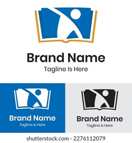Book with student concept logo design