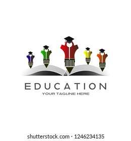 book and student, Education logo, creative vector logo design,education icon,emblem shapes,illustration element