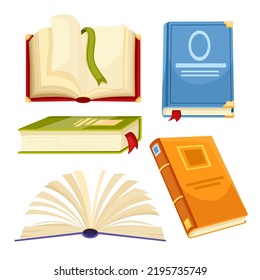 book study set cartoon. library education, vintage school stack, retro read, old pile, itereture knowledge, university paper science book study vector illustration