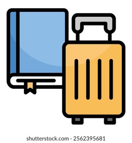 Book And Suitcase Icon Element For Design