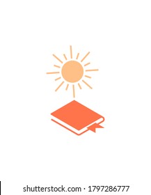 libro con icono solar,mejor icono plano vector.