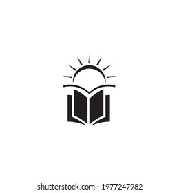Book and sun logo design vector template
