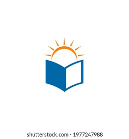 Book and sun logo design vector template