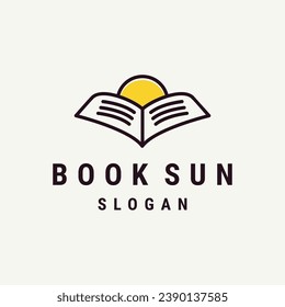 book sun logo template vector illustration design