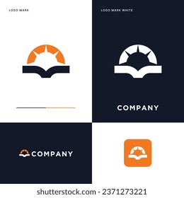 Book Sun Logo Vector Icon Illustration Design