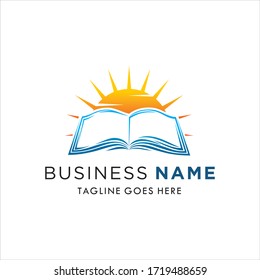 Book And Sun Rays Logo Design Vector Image