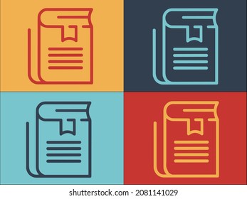 Plantilla del logotipo del programa de trabajo, icono plano simple del programa de estudios, libro,vector