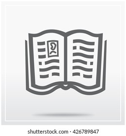 Book. The symbol for education, libraries, text sources etc. Flat icon of a book. Vector Illustration