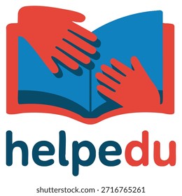 Símbolo del libro en la Plantilla del logotipo del Vector de la educación de la ayuda perfecto para el concepto académico de la Asistencia empresarial solidaria y los temas centrados en la comunidad de la marca