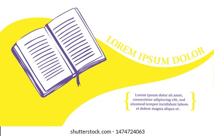 The book is a symbol of literature and knowledge. Banner template for a publishing house, library or bookstore.