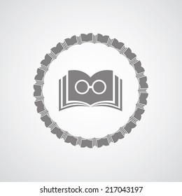 book symbol on gray background 
