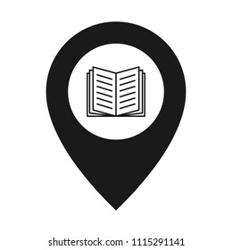book symbol on the map. pin location