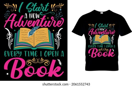 Book T shirt Design - Eye caching Typography T-shirt Design - Books Lover