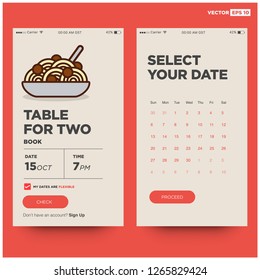 Book A Table App with Pasta Vector Illustration