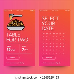 Book A Table App with Pasta Vector Illustration