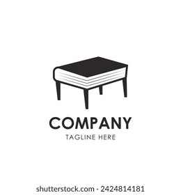 Book and table logo design icon.