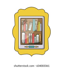 Book and tablet icon. Ebook download elearning reading and electronic theme. Isolated design. Vector illustration