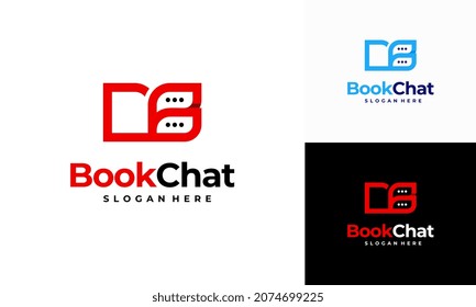 Diseños del logotipo de "Book Talk", vector, diseños del logotipo de "Chat", icono de la plantilla del logotipo del libro de voz