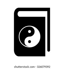 Book of Taoism . Book icon with yin yang symbol . Vector illustration
