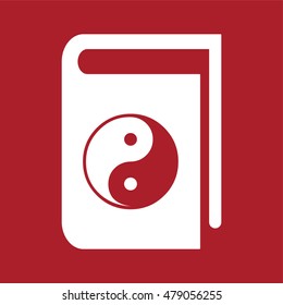 Book of Taoism . Book icon with yin yang symbol . Vector illustration