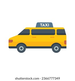 Vector plano del icono del bus de taxi. Traslado al aeropuerto. Hotel aislado