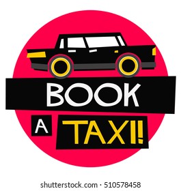 Book A Taxi (Flat Style Vector Illustration Poster Design)