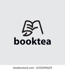 Book tea combination of book logo and tea leaves