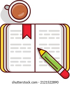 book tea Vector illustration isolated on a transparent background. vector line flat icons for concept or web graphics.