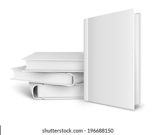 Book template with blank cover and pile of books. Eps10 vector illustration. Isolated on white background