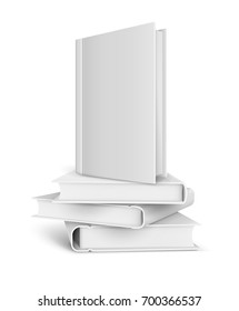 Book template with blank cover and pile of books. Eps10 vector illustration isolated on white transparent background.