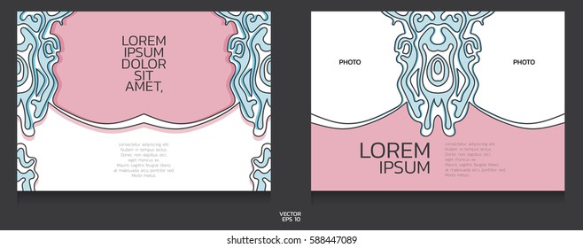 Book template collection. Abstract line pencil frame background. template frame photo and text. 